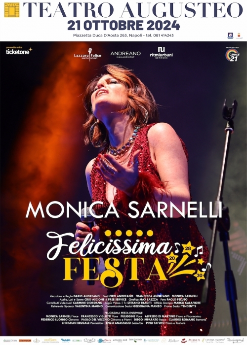 21 ottobre 2024 - MONICA SARNELLI FELICISSIMA FESTA - TEATRO AUGUSTEO - Napoli