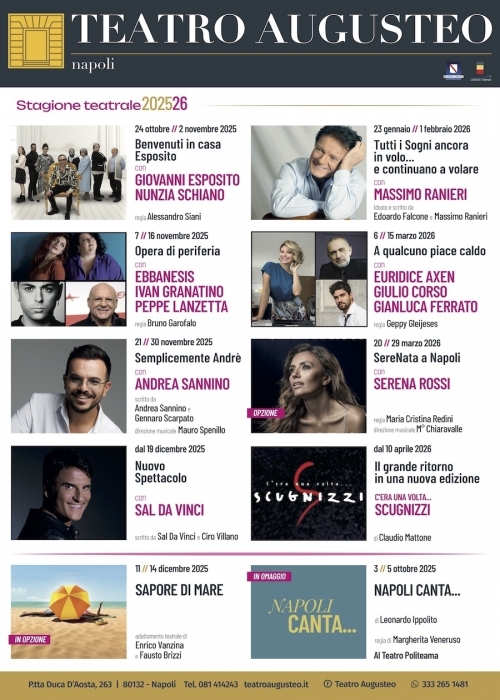 STAGIONE TEATRALE 2025//26 - TEATRO AUGUSTEO - Napoli